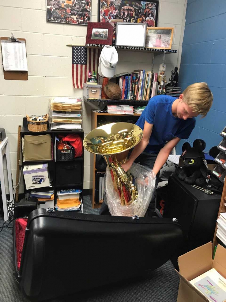 student playing instrument